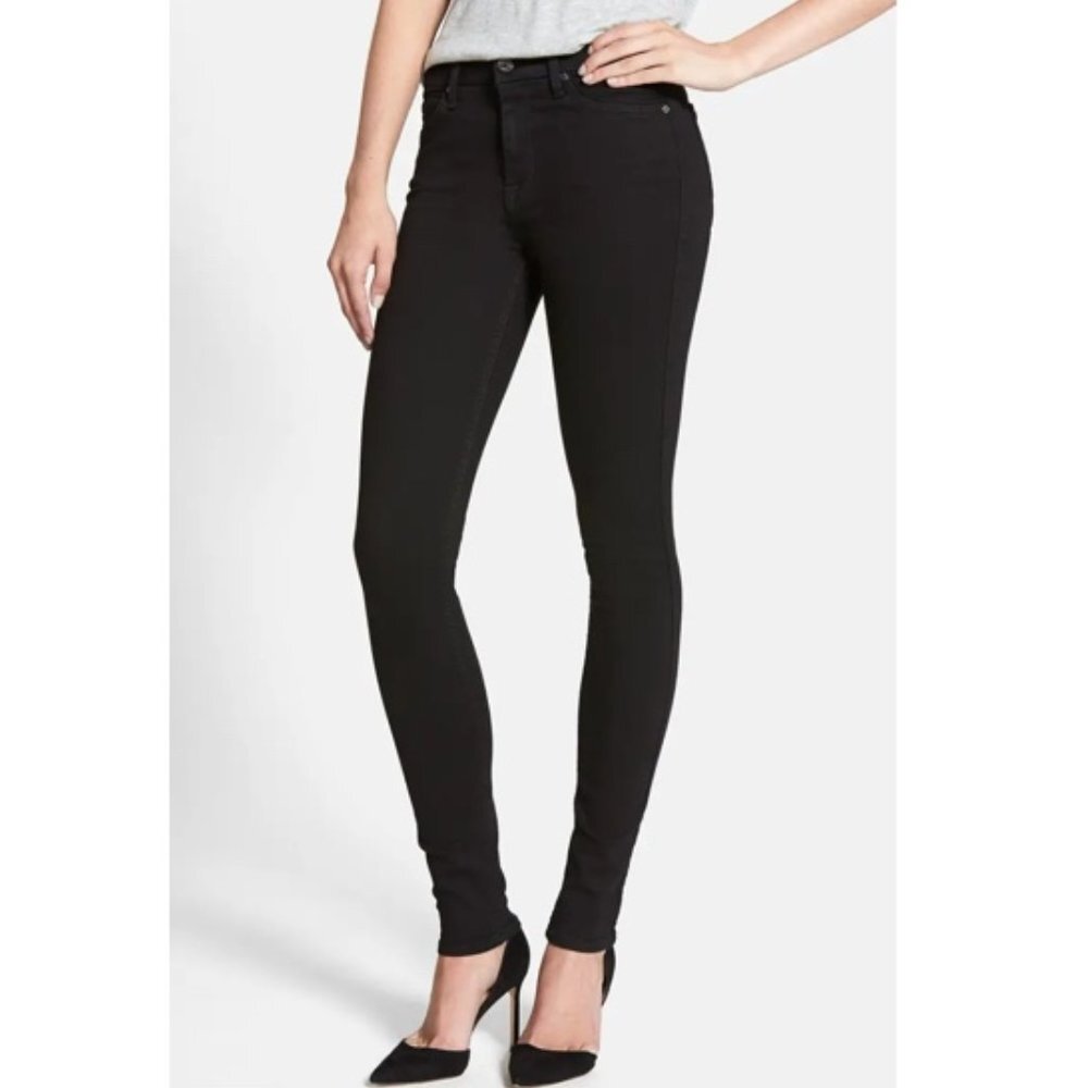 7 4 All Mankind Slim Illusion Luxe High Waist Super Skinny In Black